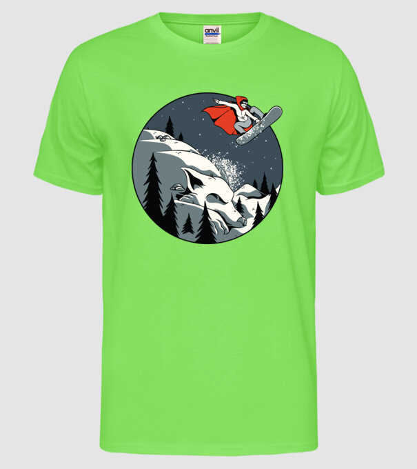 Scufița Roșie și Lupul Snowboard model verde neon pe tricou