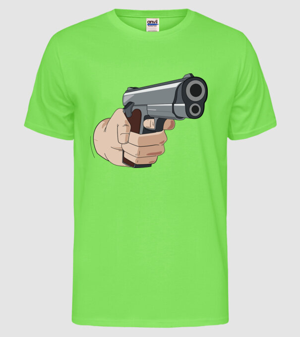 Pistol model verde neon pe tricou