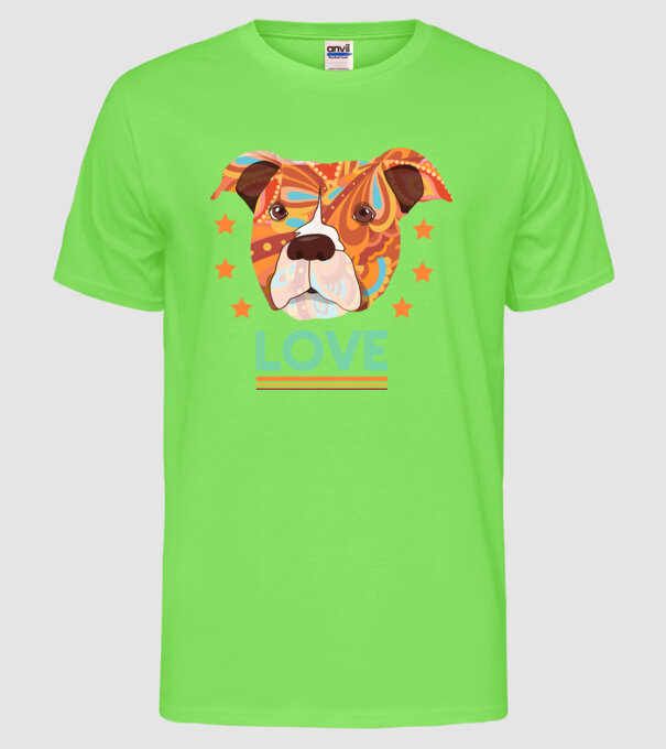 Dragoste Pitbull model verde neon pe tricou
