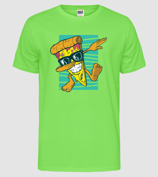Felie de pizza DAB model verde neon pe tricou