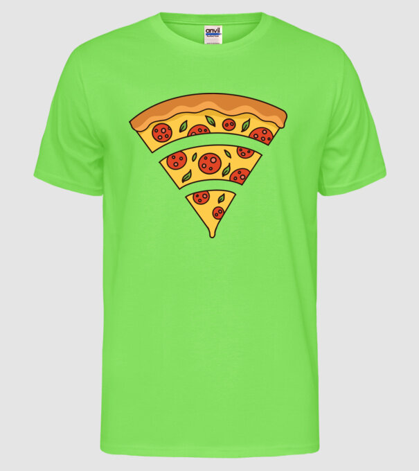 Felie de pizza Wifi model verde neon pe tricou