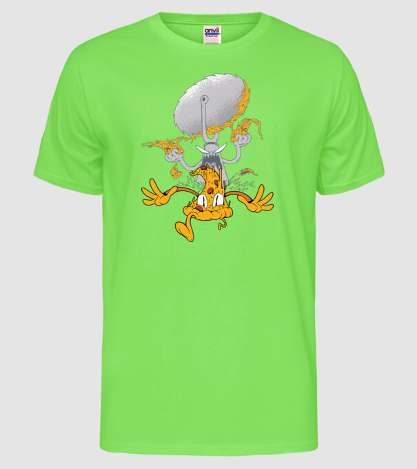 Monstru tăietor de Pizza model verde neon pe tricou