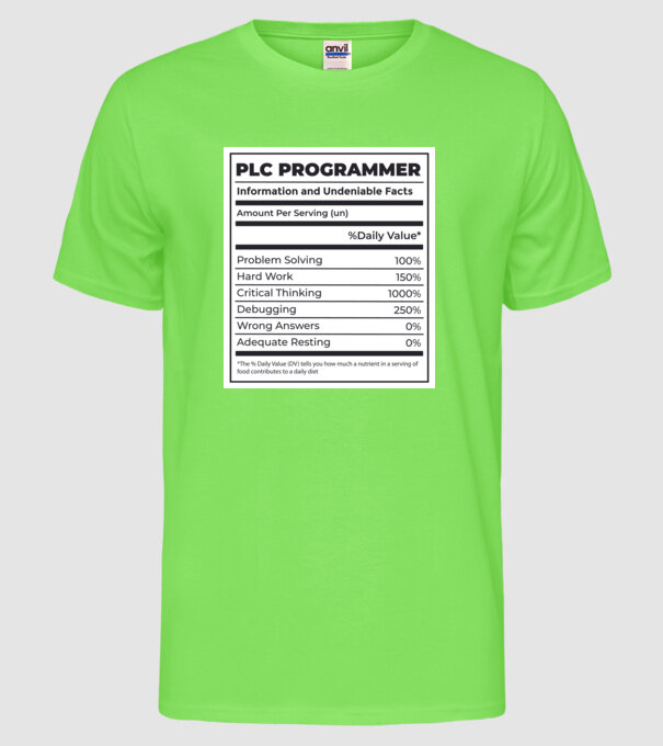 Programator PLC model verde neon pe tricou