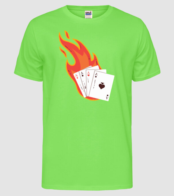 Poker model verde neon pe tricou