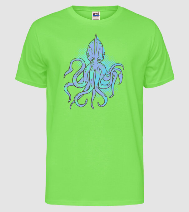 Cthulhu Caracatiță model verde neon pe tricou