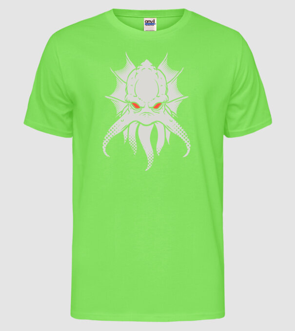 Cap de caracatiță model verde neon pe tricou