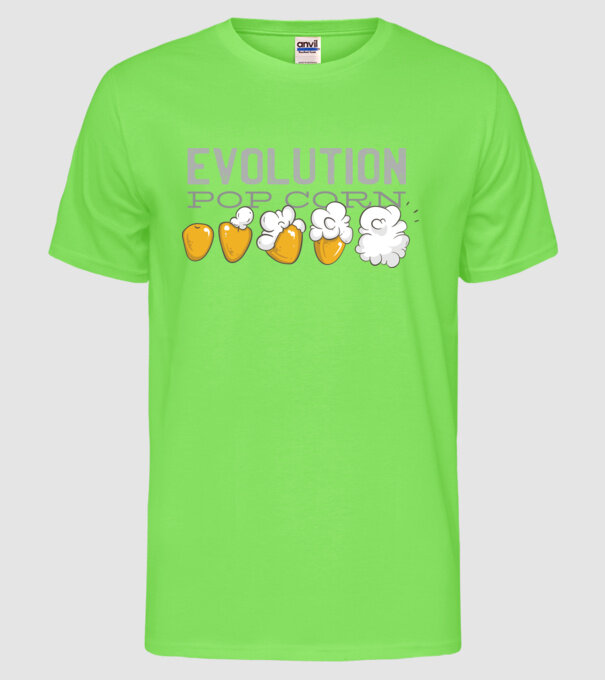 Evoluție Popcorn model verde neon pe tricou