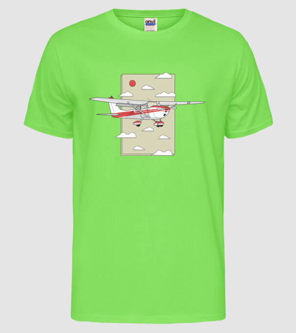 Avion cu elice model verde neon pe tricou