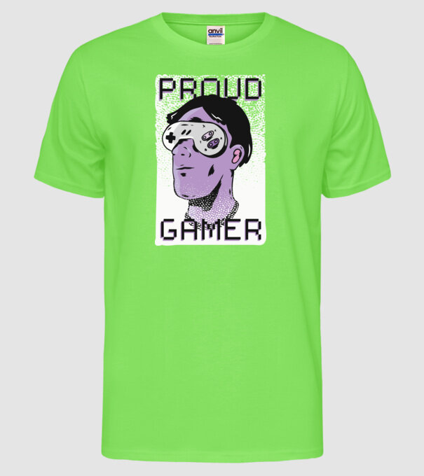 Ochelarii VR Proud Gamer model verde neon pe tricou