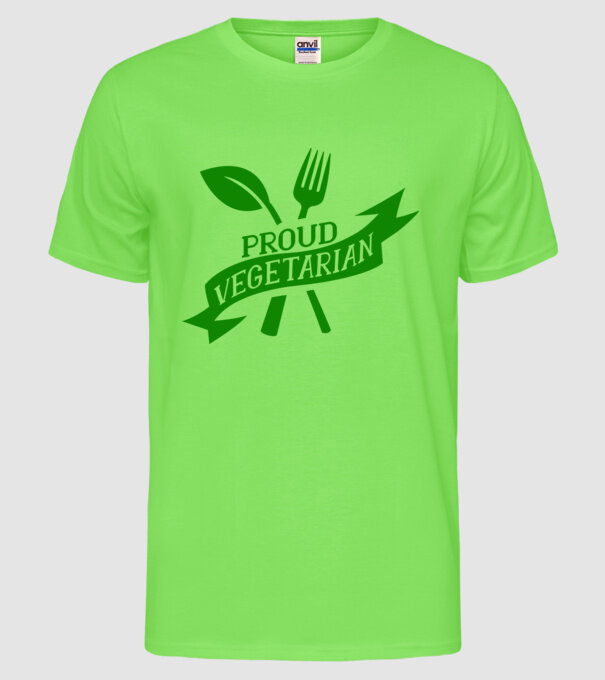 Proud Vegetarian model verde neon pe tricou