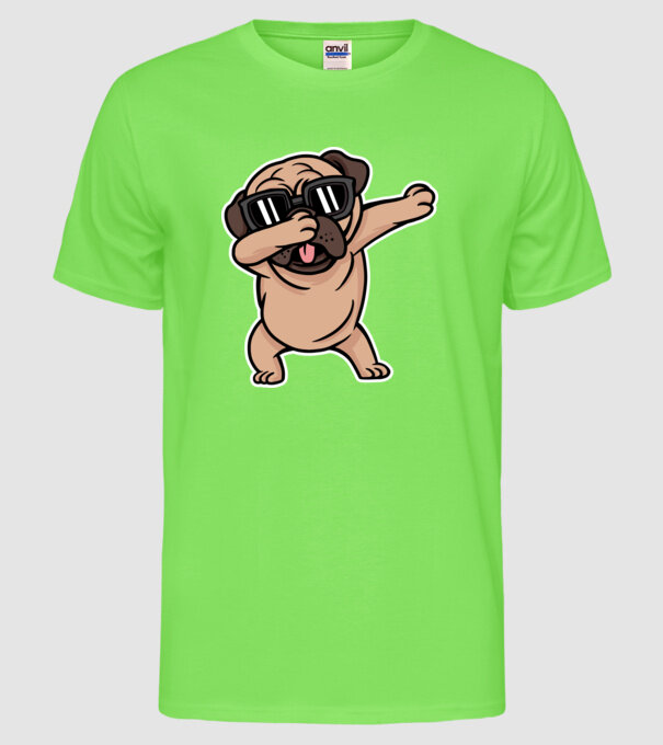 Pug DAB model verde neon pe tricou