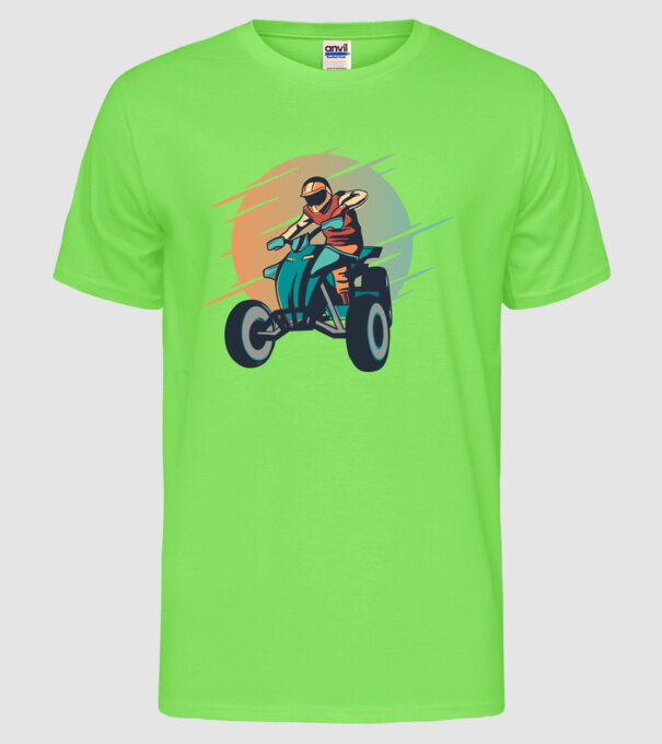 Concurent ATV model verde neon pe tricou