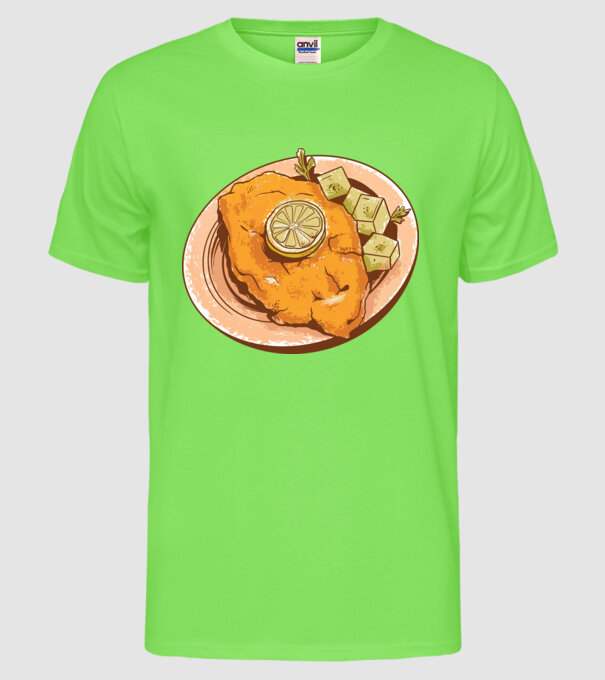 Șnițel vienez Wiener Schnitzel model verde neon pe tricou