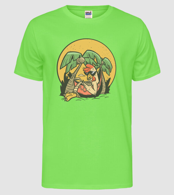 Pui relaxați model verde neon pe tricou