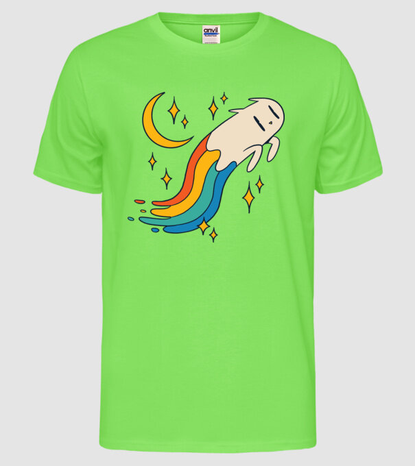 Pisoi zburător model verde neon pe tricou