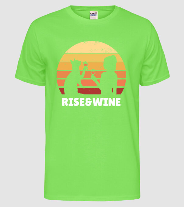 Fată Retro cu pisică și vin model verde neon pe tricou