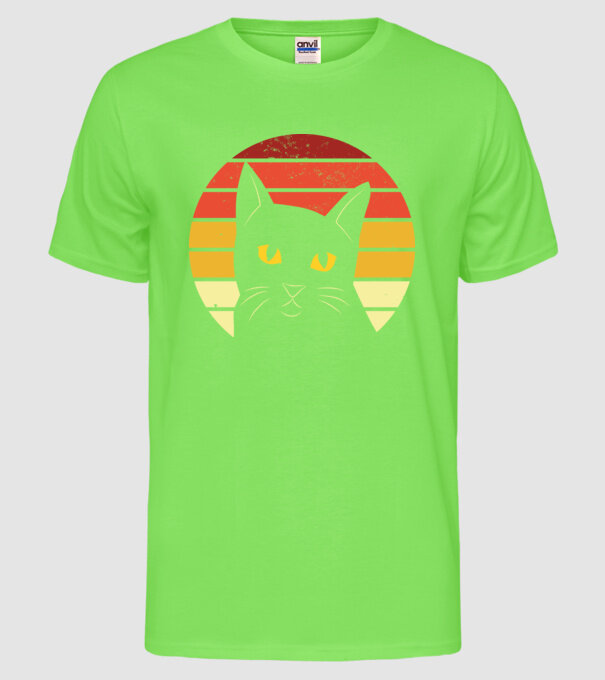 Cap pisică retro model verde neon pe tricou