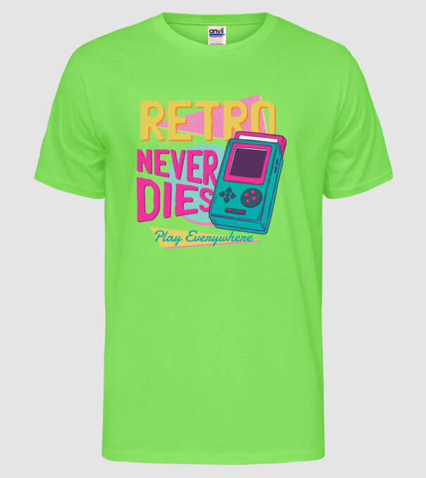 Retro Gameboy model verde neon pe tricou