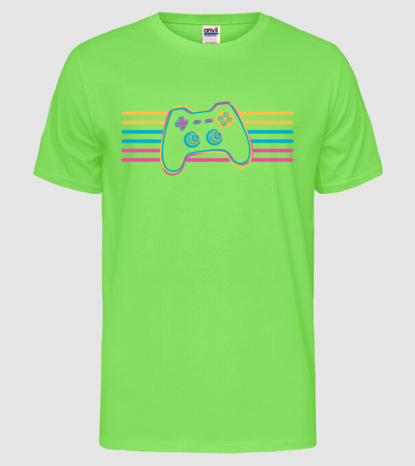 Gamer Controler Retro model verde neon pe tricou