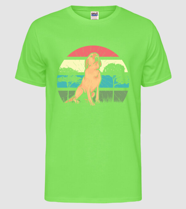 Golden Retriever retro model verde neon pe tricou