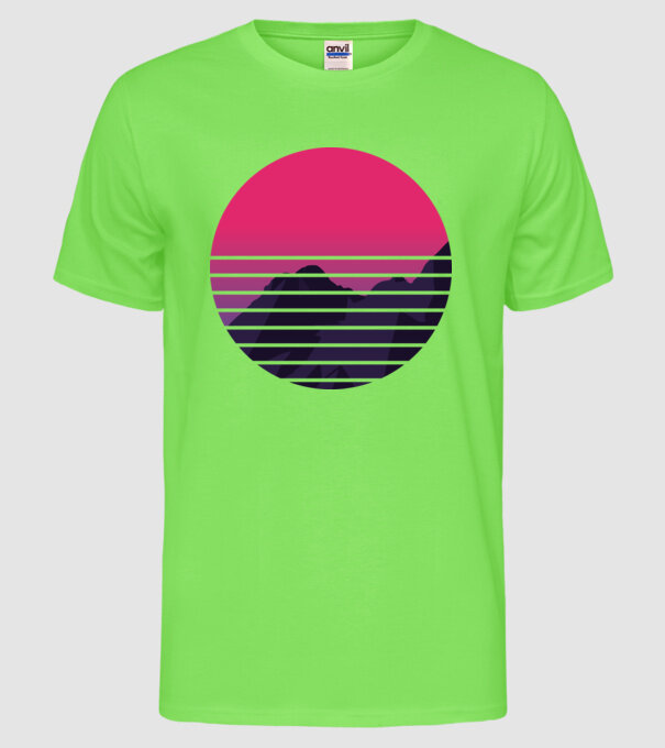 Retro Munte model verde neon pe tricou