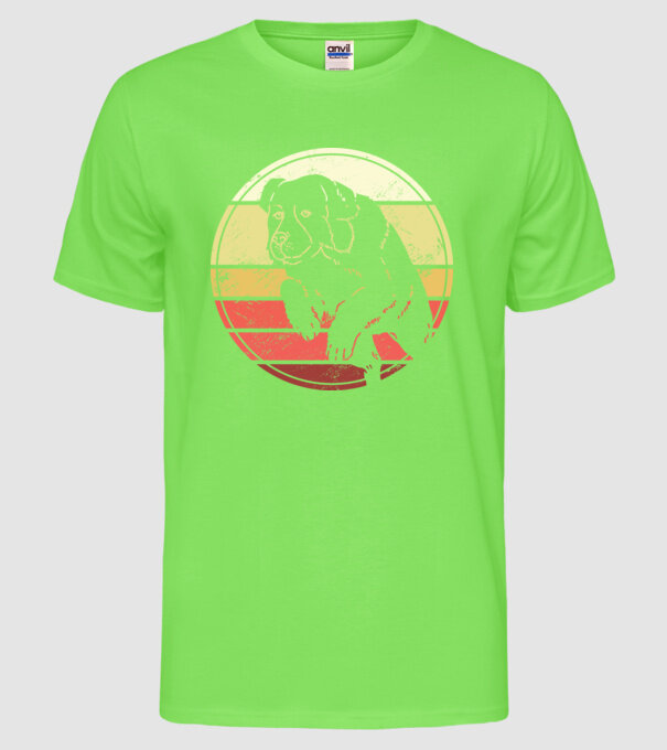 Câine Retro Landseer model verde neon pe tricou