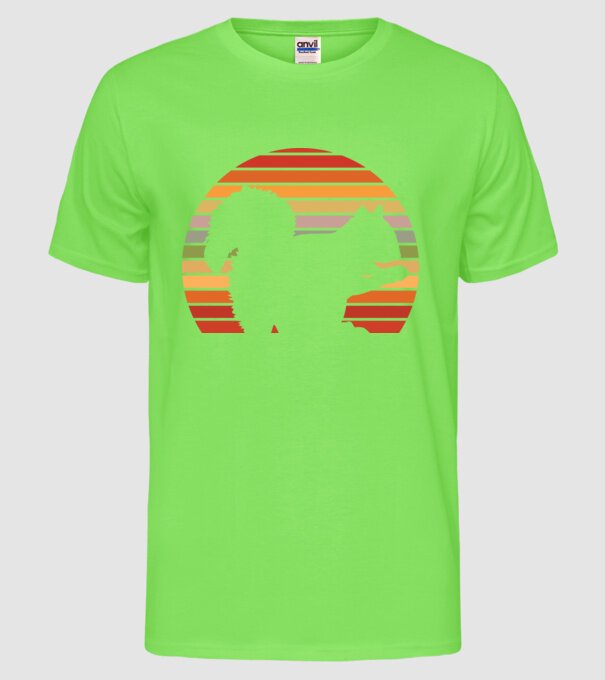 Veveriță Retro model verde neon pe tricou
