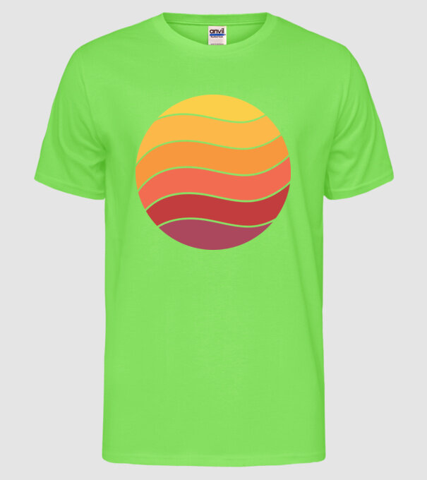 Fond Retro Apus de soare model verde neon pe tricou