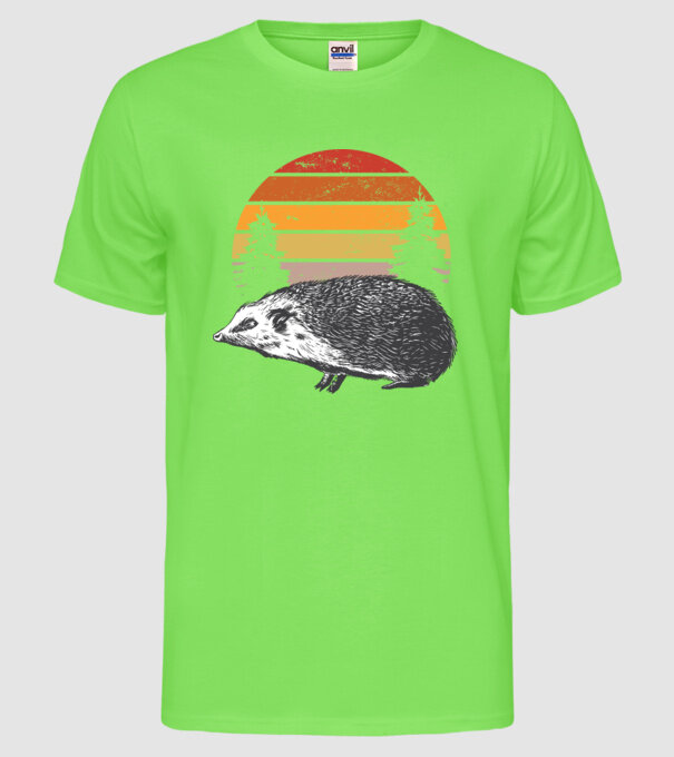 Arici Retro model verde neon pe tricou