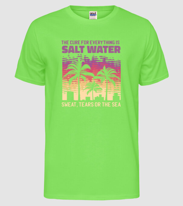 Retro Sunset - Apa sărată este leac pentru orice model verde neon pe tricou