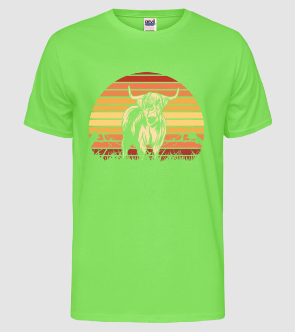 Vită Retro model verde neon pe tricou