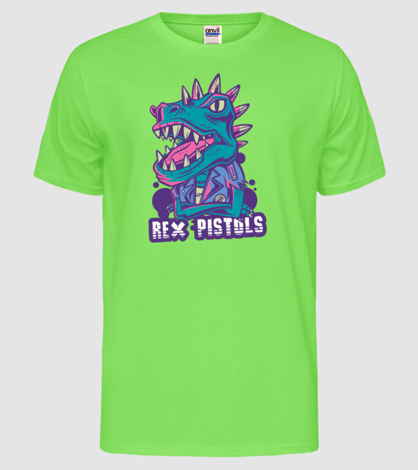 Rex Pistols model verde neon pe tricou