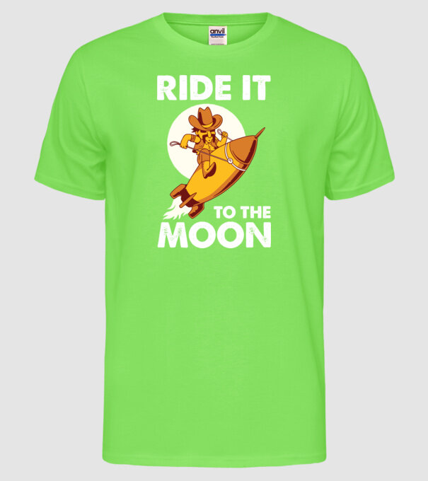 Ride it to the moon Bitcoin model verde neon pe tricou