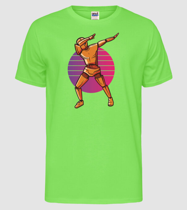Robot DAB model verde neon pe tricou