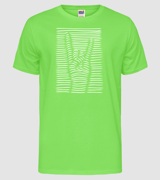 Mână Rocker model verde neon pe tricou