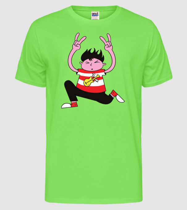 Băiat Rocker model verde neon pe tricou