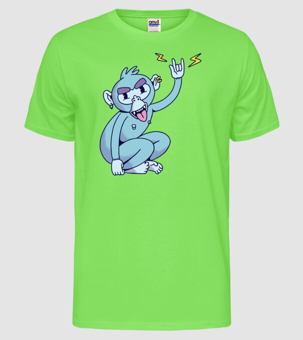 Maimuța Rocker model verde neon pe tricou