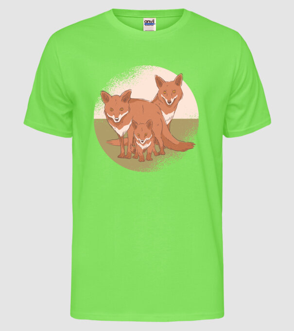 Familie Vulpe model verde neon pe tricou