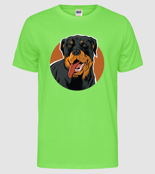 Tricou cu Câine Rottweiler model verde neon pe tricou