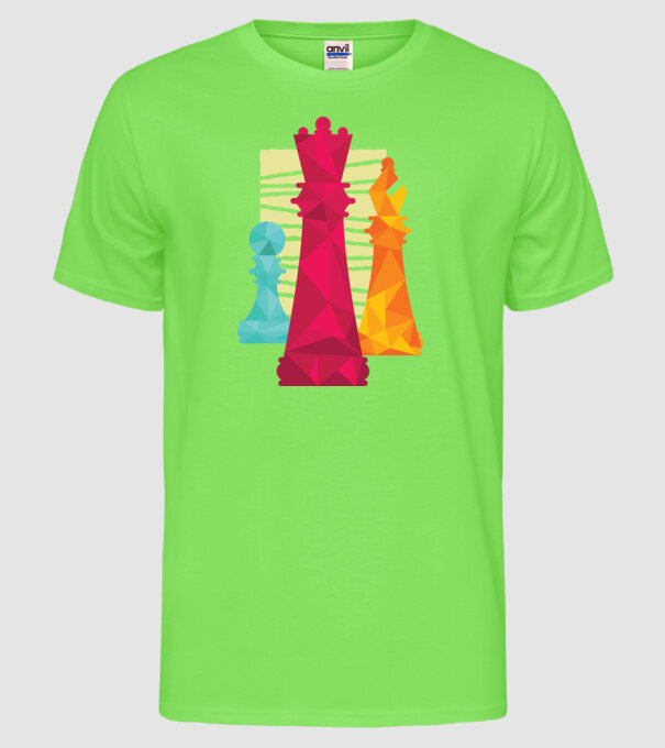 Piese Șah model verde neon pe tricou