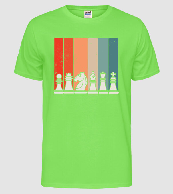 Șah Retro model verde neon pe tricou