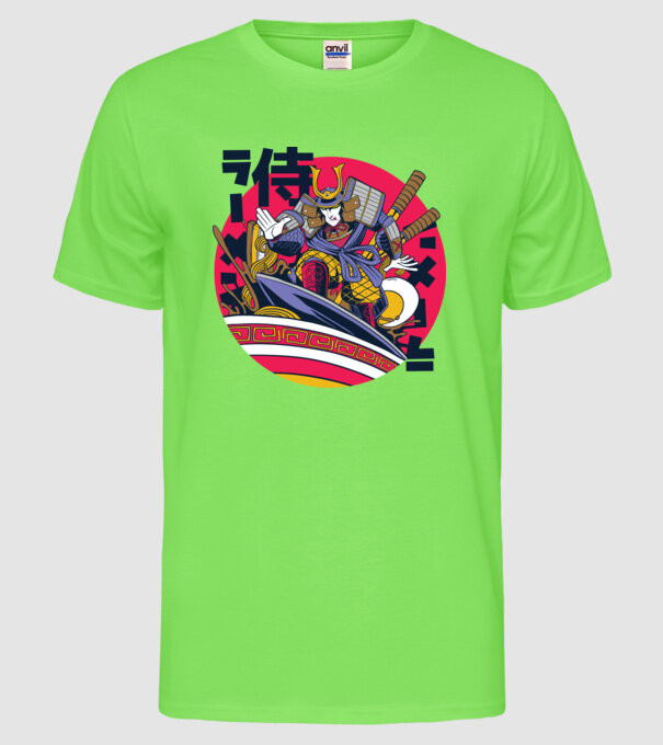 Samurai Ramen Surf model verde neon pe tricou