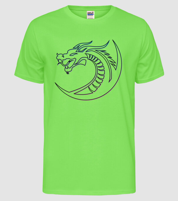 Dragon Tribal model verde neon pe tricou