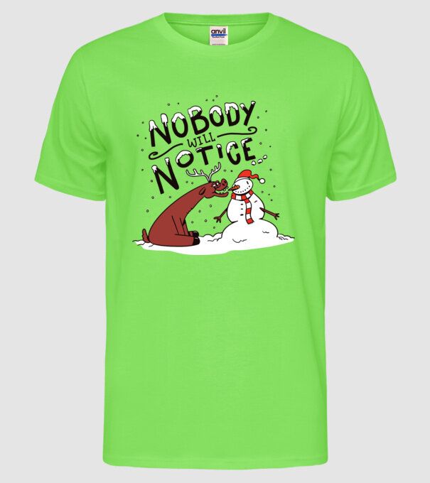 Nimeni nu va observa Om de zăpadă model verde neon pe tricou