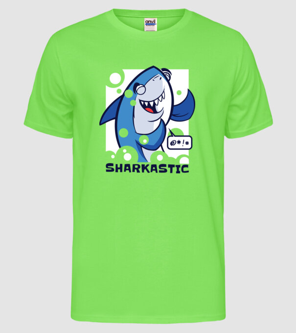 Sharkastic - Rechinul sarcastic model verde neon pe tricou