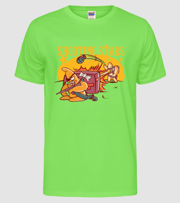 Shooting Stars model verde neon pe tricou