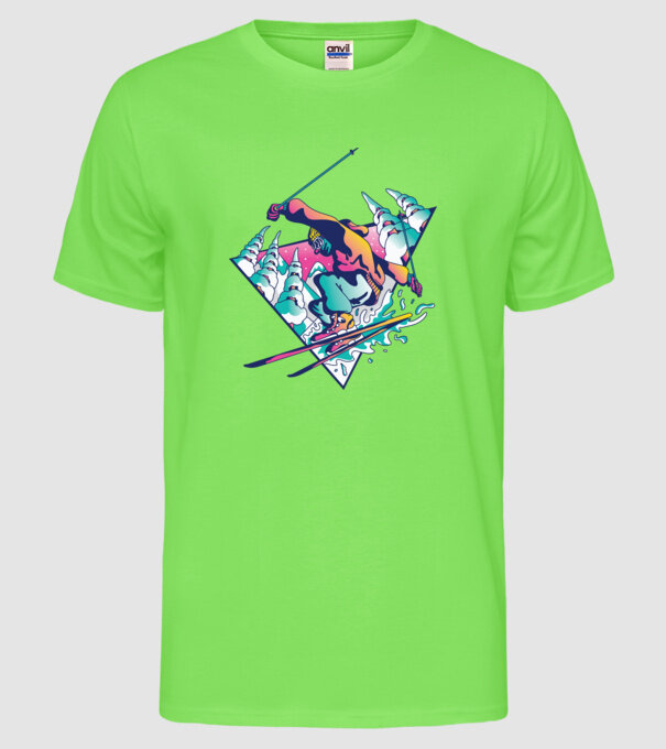 Broască țestoasă model verde neon pe tricou