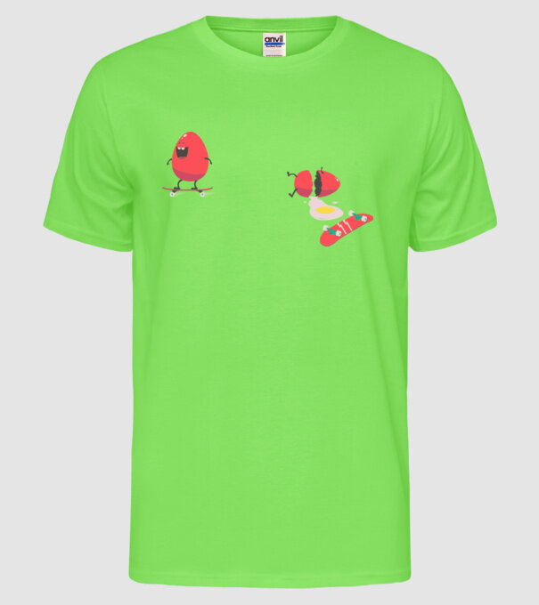 Skateboard Eggs model verde neon pe tricou