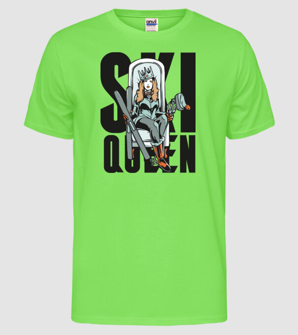 Ski Queen - Regină schioară model verde neon pe tricou