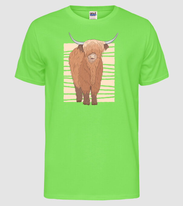 Vită scoțiană model verde neon pe tricou
